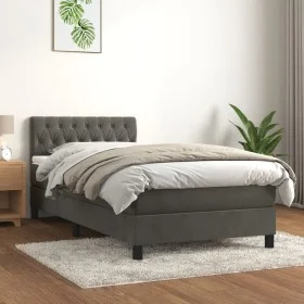 Box spring bed with dark gray velvet mattress 90x200 cm by vidaXL, Beds and slatted bases - Ref: Foro24-3141462, Price: 294,4...