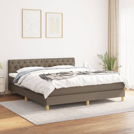 Cama box spring con colchón tela gris taupe 160x200 cm de vidaXL, Camas y somieres - Ref: Foro24-3140869, Precio: 531,44 €, D...