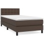 Cama box spring con colchón cuero sintético marrón 90x200 cm