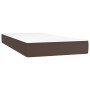 Cama box spring con colchón cuero sintético marrón 90x200 cm
