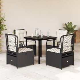 Set de muebles jardín 5 pzas con cojines ratán sintético negro Set de muebles jardín 5 pzas con cojines ratán sintético negro