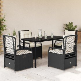 Set de muebles jardín 5 pzas con cojines ratán sintético negro