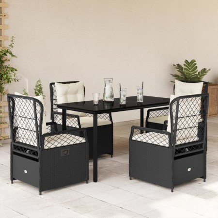 Set de muebles jardín 5 pzas con cojines ratán sintético negro