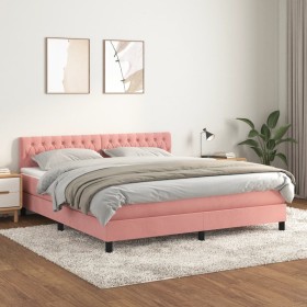 Box spring bed with pink velvet mattress 180x200 cm by vidaXL, Beds and slatted bases - Ref: Foro24-3141502, Price: 529,42 €,...