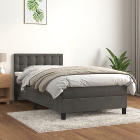Box spring bed with dark gray velvet mattress 90x200 cm by vidaXL, Beds and slatted bases - Ref: Foro24-3141522, Price: 294,8...