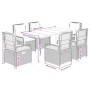 Set comedor de jardín 7 pzas con cojines ratán sintético marrón