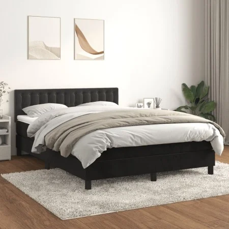 Box spring bed with black velvet mattress 140x200 cm by vidaXL, Beds and slatted bases - Ref: Foro24-3141547, Price: 417,16 €...