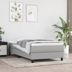 Cama box spring con colchón tela gris claro 90x190 cm