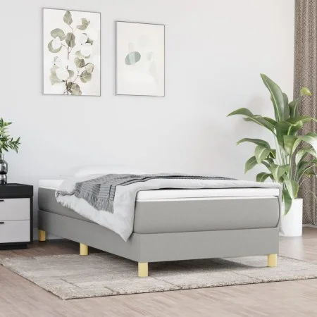 Box spring bed with light gray fabric mattress 80x200 cm by vidaXL, Beds and slatted bases - Ref: Foro24-3144127, Price: 253,...