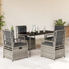 Set comedor de jardín 5 piezas con cojines ratán sintético gris Set comedor de jardín 5 piezas con cojines ratán sintético gris