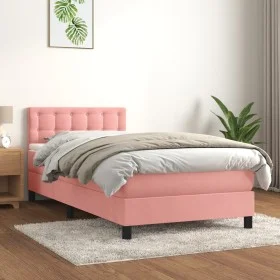 Box spring bed with pink velvet mattress 100x200 cm by vidaXL, Beds and slatted bases - Ref: Foro24-3141532, Price: 295,82 €,...