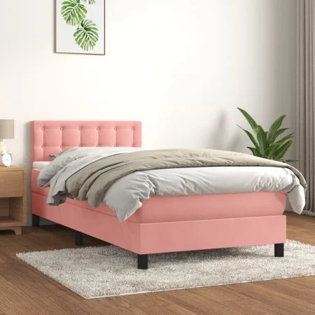 Boxspringbett mit rosa Samtmatratze 100x200 cm von vidaXL, Betten und Lattenroste - Ref: Foro24-3141532, Preis: 295,82 €, Rab...
