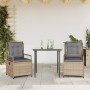 Set comedor de jardín 3 pzas con cojines ratán sintético beige