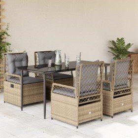 Set comedor de jardín 5 pzas con cojines ratán sintético beige Set comedor de jardín 5 pzas con cojines ratán sintético beige