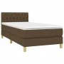 Cama box spring con colchón tela marrón oscuro 90x200 cm de vidaXL, Camas y somieres - Ref: Foro24-3140828, Precio: 287,00 €,...