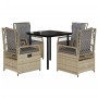 Set comedor de jardín 5 pzas con cojines ratán sintético beige