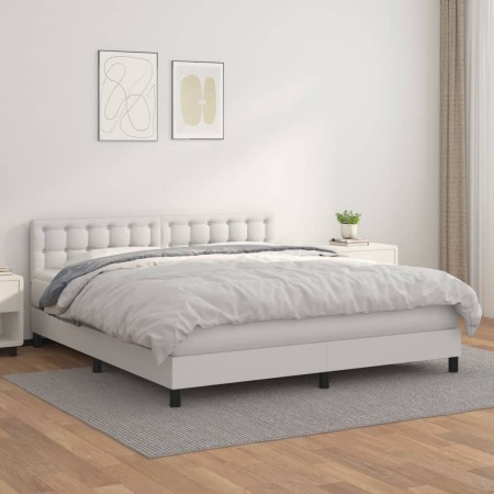 Boxspringbett mit weißer Kunstledermatratze 180x200 cm von vidaXL, Betten und Lattenroste - Ref: Foro24-3141138, Preis: 532,3...