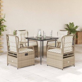 Set comedor de jardín 5 pzas con cojines ratán sintético beige en Conjuntos de jardín | Comprar online en Foro24