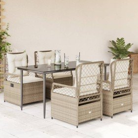 Set comedor de jardín 5 pzas con cojines ratán sintético beige en Conjuntos de jardín | Comprar online en Foro24