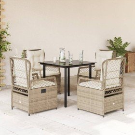 Set comedor de jardín 5 pzas con cojines ratán sintético beige en Conjuntos de jardín | Comprar online en Foro24