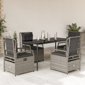 Set comedor de jardín 5 pzas cojines ratán sintético gris claro en Conjuntos de jardín | Comprar online en Foro24
