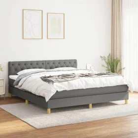 Box spring bed with dark gray fabric mattress 160x200 cm by vidaXL, Beds and slatted bases - Ref: Foro24-3140866, Price: 486,...
