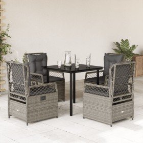 Set comedor de jardín 5 pzas cojines ratán sintético gris claro Set comedor de jardín 5 pzas cojines ratán sintético gris claro