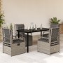 Set comedor de jardín 5 pzas cojines ratán sintético gris claro