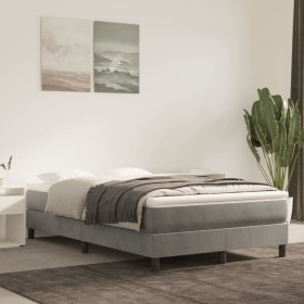 Cama box spring con colchón terciopelo gris claro 120x200 cm