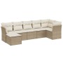 Set sofás de jardín 7 piezas y cojines ratán sintético beige