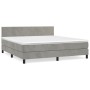 Box spring bed with light gray velvet mattress 160x200 cm by vidaXL, Beds and slatted bases - Ref: Foro24-3141191, Price: 460...