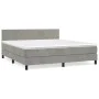 Box spring bed with light gray velvet mattress 160x200 cm by vidaXL, Beds and slatted bases - Ref: Foro24-3141191, Price: 474...