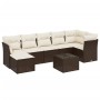 Set sofás de jardín 8 piezas y cojines ratán sintético marrón