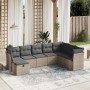 Set de sofás de jardín 8 pzas y cojines ratán sintético gris