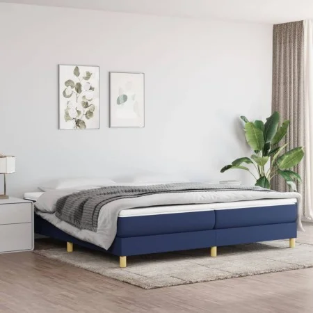 Box spring bed with blue fabric mattress 200x200 cm by vidaXL, Beds and slatted bases - Ref: Foro24-3144205, Price: 516,51 €,...