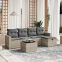 Set de sofás de jardín 6 pzas y cojines ratán sintético gris