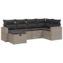 Set de muebles de jardín 6 pzas y cojines ratán sintético gris