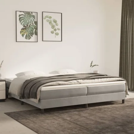 Box spring bed with light gray velvet mattress 200x200 cm by vidaXL, Beds and slatted bases - Ref: Foro24-3144351, Price: 484...