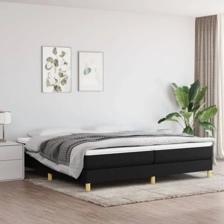 Box spring bed with black fabric mattress 200x200 cm by vidaXL, Beds and slatted bases - Ref: Foro24-3144201, Price: 517,77 €...