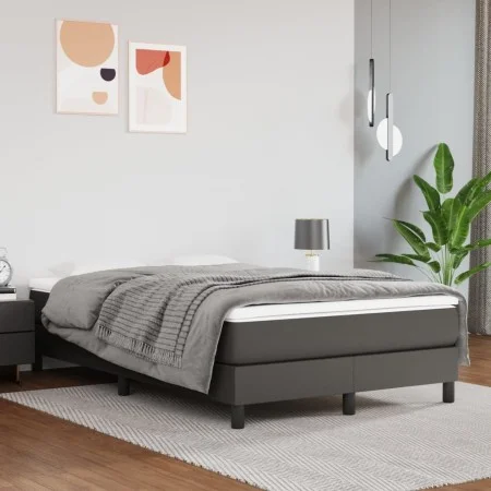 Box spring bed with gray synthetic leather mattress 120x200 cm by vidaXL, Beds and slatted bases - Ref: Foro24-3144253, Price...