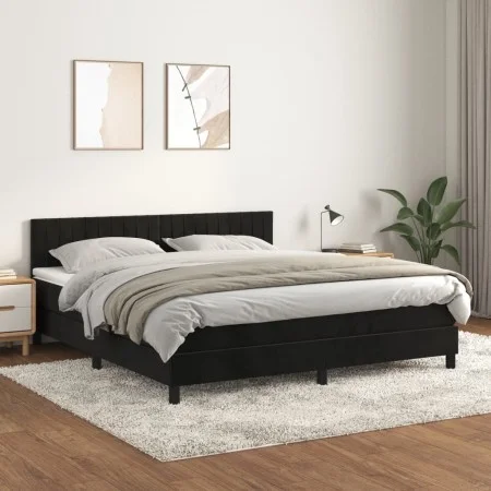 Box spring bed with black velvet mattress 160x200 cm by vidaXL, Beds and slatted bases - Ref: Foro24-3141433, Price: 488,05 €...