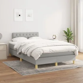 Box spring bed with light gray fabric mattress 120x200 cm by vidaXL, Beds and slatted bases - Ref: Foro24-3140841, Price: 373...