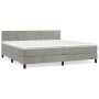 Box spring bed with light gray velvet mattress 200x200 cm by vidaXL, Beds and slatted bases - Ref: Foro24-3141443, Price: 547...