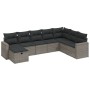 Set de sofás de jardín 8 pzas y cojines ratán sintético gris