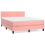 Box spring bed with pink velvet mattress 140x200 cm by vidaXL, Beds and slatted bases - Ref: Foro24-3141310, Price: 406,66 €,...