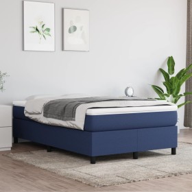 Cama box spring con colchón tela azul 120x200 cm