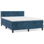 Box spring bed with dark blue velvet mattress 140x190 cm by vidaXL, Beds and slatted bases - Ref: Foro24-3141363, Price: 403,...