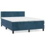 Box spring bed with dark blue velvet mattress 140x190 cm by vidaXL, Beds and slatted bases - Ref: Foro24-3141363, Price: 403,...