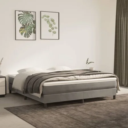 Box spring bed with light gray velvet mattress 160x200 cm by vidaXL, Beds and slatted bases - Ref: Foro24-3144339, Price: 423...