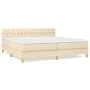 Box spring bed with cream fabric mattress 200x200 cm by vidaXL, Beds and slatted bases - Ref: Foro24-3140886, Price: 554,77 €...